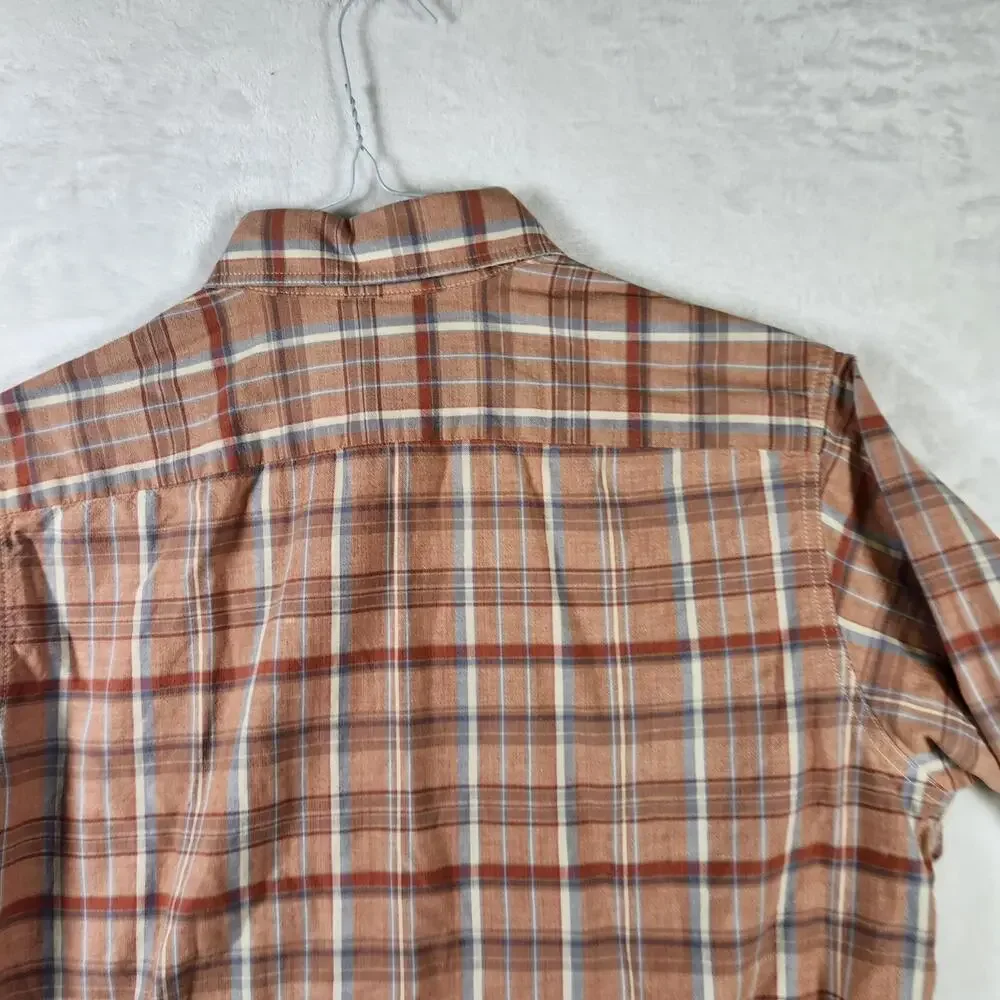 Vtg‎ Levi's M Brown Plaid Button Down Shirt Distressed Stains & Rips 22x29